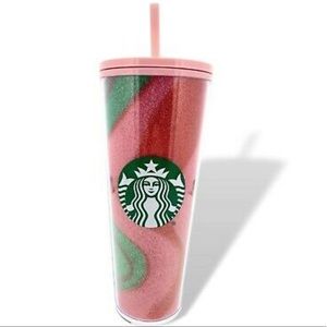 Starbucks 2020 Holiday Glitter Pink Swirl Cold Cup
